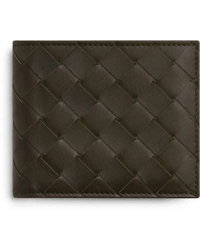 Bottega Veneta Leather Intrecciato Bifold Wallet - Green