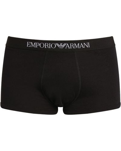 Emporio Armani Stretch Cotton Logo Trunks (pack Of 3) - Black