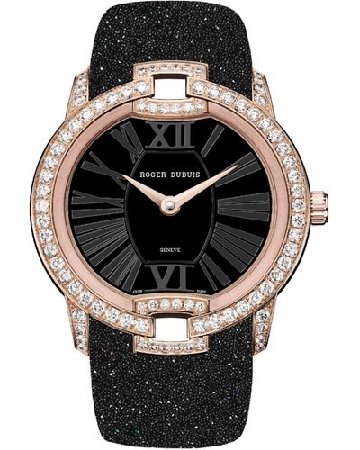 Roger Dubuis Rose Gold And Diamond Velvet Watch 36mm - Black