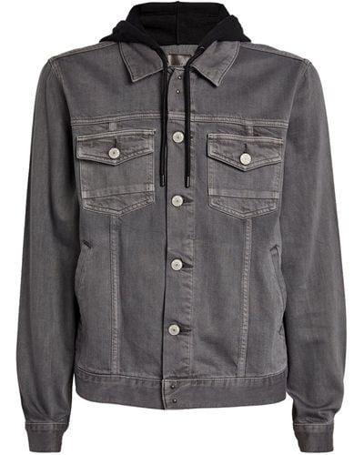 PAIGE Scout Hooded Denim Jacket - Gray