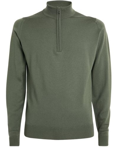 John Smedley Merino Wool Quarter-zip Sweater - Green
