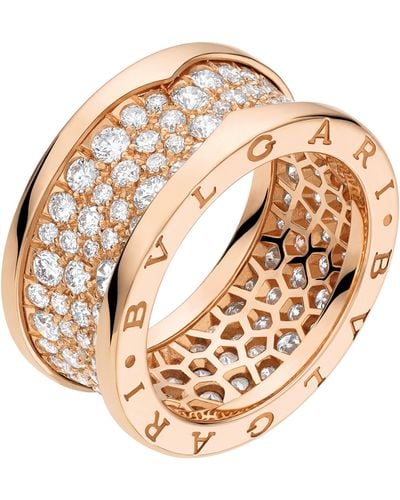 BVLGARI Rose Gold And Diamond B.zero1 Ring - Metallic
