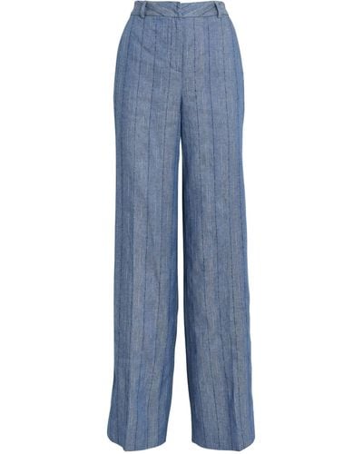 L'Agence Linen-cotton Livvy Straight Trousers - Blue