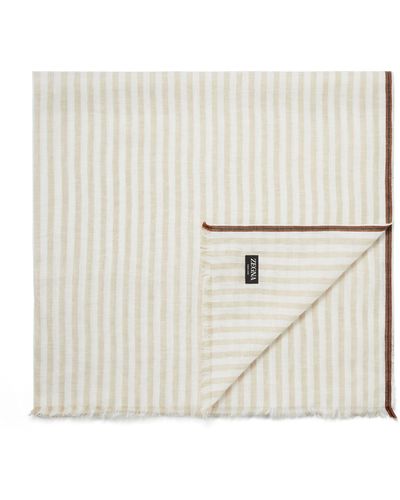 Zegna Oasi Linen Striped Scarf - Natural