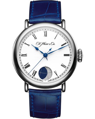H. Moser & Cie. White Gold Heritage Moon Watch 42mm - Blue