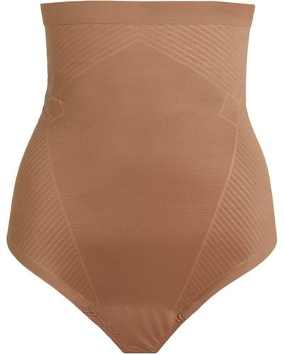 Spanx Invisible Shaping High-waisted Thong - Brown