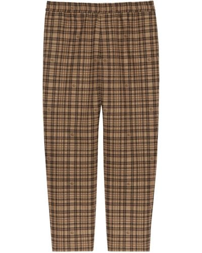Gucci Wool Gg Check Trousers - Brown
