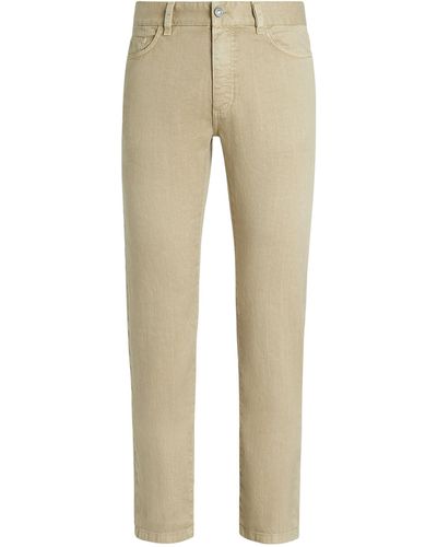 Zegna Stretch Linen-cotton Slim Jeans - Natural