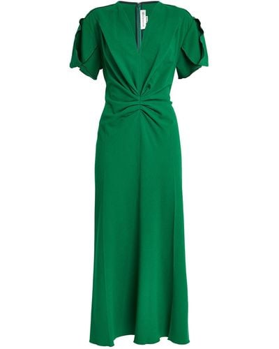 Victoria Beckham Gathered Midi Dress - Green