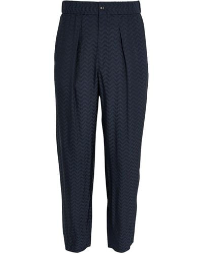 Giorgio Armani Zigzag Jacquard Tailored Trousers - Blue