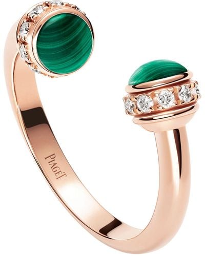 Piaget Rose Gold, Diamond And Malachite Possession Ring - Green