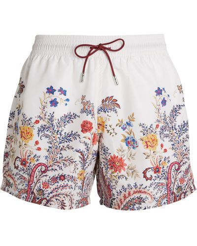 Etro Floral Print Swim Shorts - White