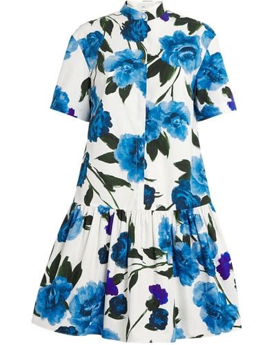 Erdem Cotton Floral Mini Dress - Blue