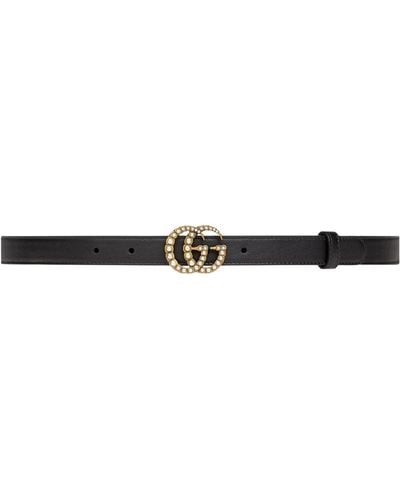 Gucci Leather Double G Pearl Belt - White