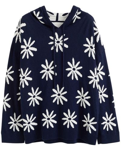 Chinti & Parker Cotton-cashmere Ditsy Daisy Hoodie - Blue