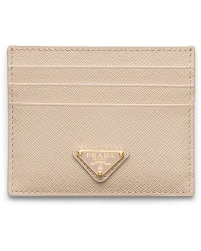 Prada Saffiano Leather Card Holder - Natural