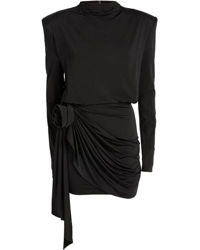 Magda Butrym Long-sleeve Gathered Mini Dress - Black