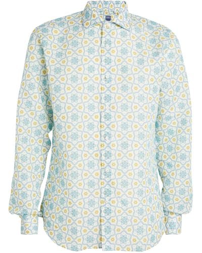 Fedeli Linen-cotton Patterned Nick Shirt - Blue