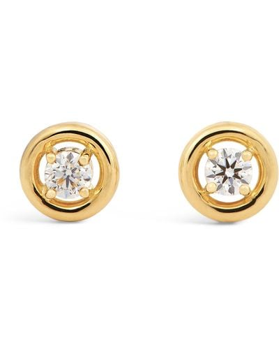 Melissa Kaye Yellow Gold And Diamond Sylvie Stud Earrings - Metallic