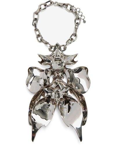 Alexander McQueen Oversized Orchid Necklace - White