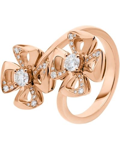 BVLGARI Rose Gold And Diamond Fiorever Ring - Metallic