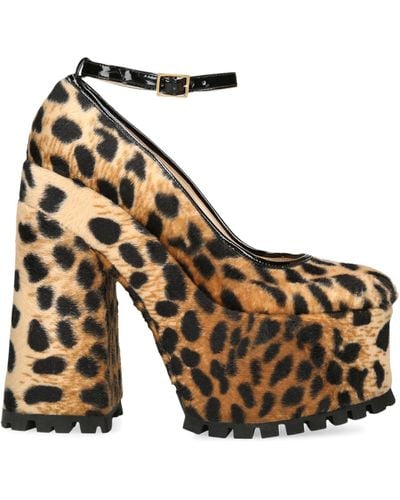 Charlotte Olympia Leopard-print Malice Platform Court Shoes 155 - Metallic