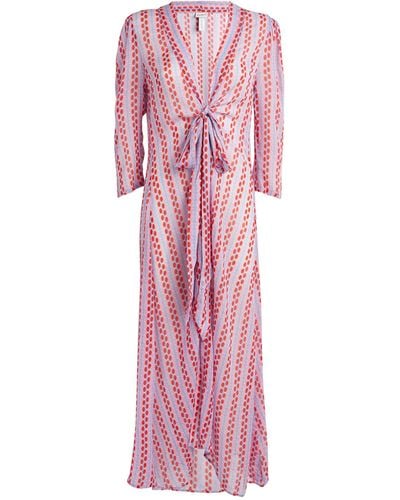 Evarae Patterned Tie-front Maxi Dress - Pink