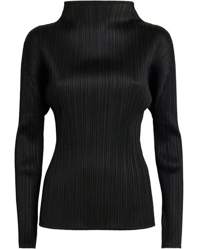 Pleats Please Issey Miyake New Colorful Basics Long-sleeved Top - Black