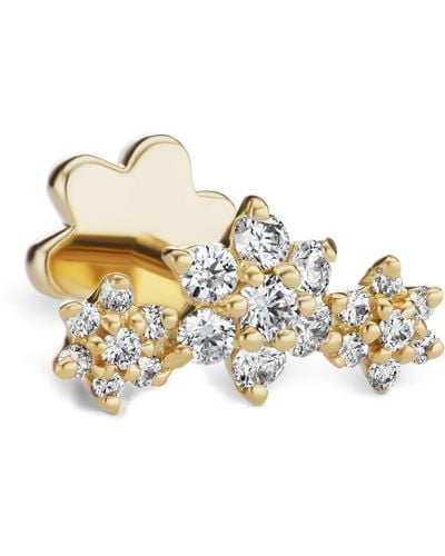 Maria Tash Yellow Gold Three Flower Garland Diamond Threaded Stud Earring - Metallic