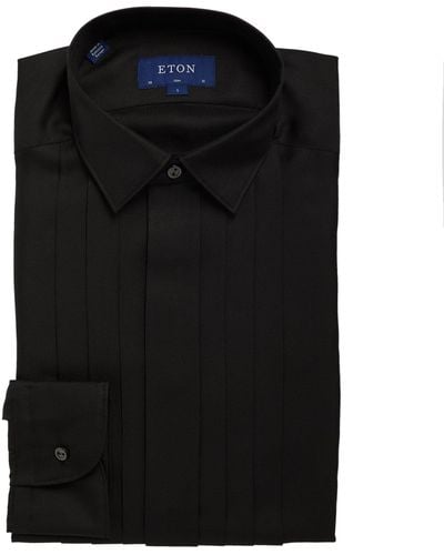 Eton Pleated Silk Shirt - Black