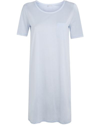 Hanro Cotton Deluxe Short Sleeve Nightdress - Blue