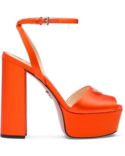 Prada Satin Platform Sandals 135 - Orange