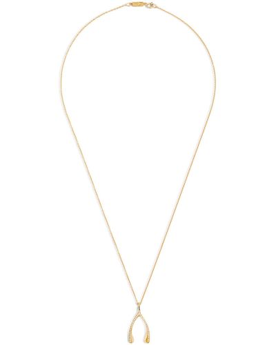 Jennifer Meyer Yellow Gold And Diamond Wishbone Necklace - Metallic