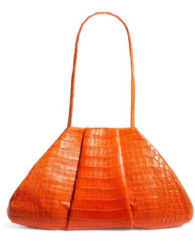 Nancy Gonzalez Crocodile Pyramid Shoulder Bag - Orange