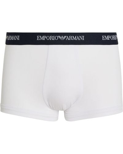 Emporio Armani Stretch-cotton Trunks (pack Of 3) - White