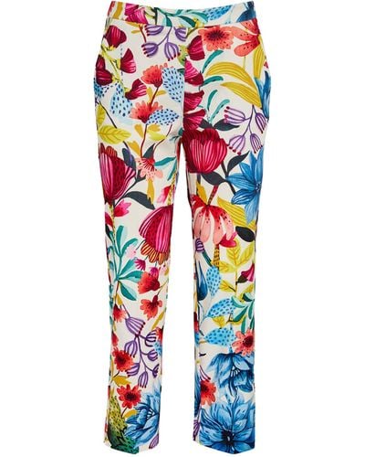 MAX&Co. Cropped Floral Trousers - Blue