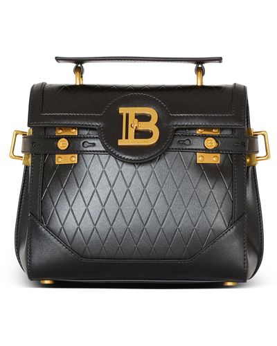 Balmain Leather Grid B-buzz 23 Shoulder Bag - Black