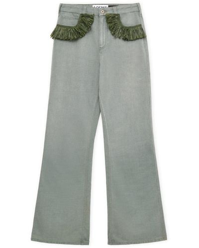 Loewe X Paula's Ibiza Fringe-detail Wide-leg Jeans - Grey