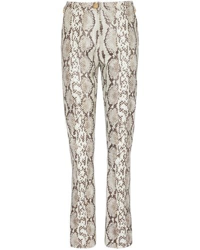 Balmain Leather Snakeskin-effect Trousers - Natural