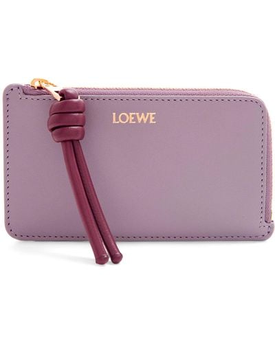 Loewe Leather Knot Card Holder - Purple