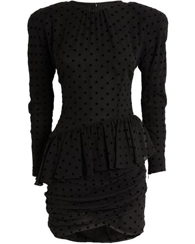Alessandra Rich Silk Polka-dot Mini Dress - Black