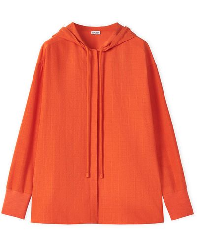 Loewe Anagram Hooded Shirt - Orange