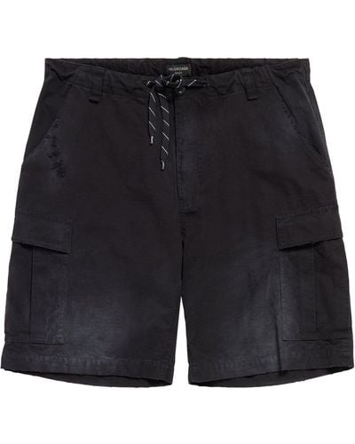 Balenciaga Distressed Cargo Shorts - Black