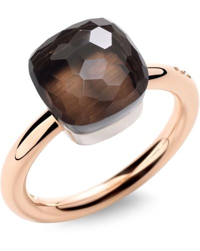 Pomellato Mixed Gold And Garnet Nudo Classic Ring - Brown