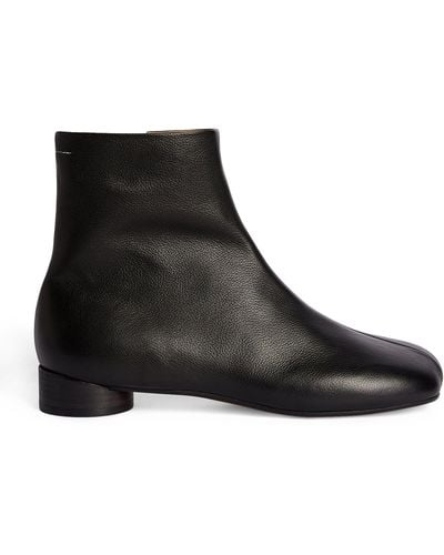 MM6 by Maison Martin Margiela Leather Ankle Boots 25 - Black