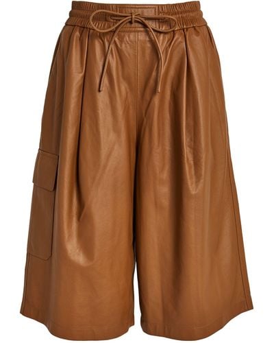 Yves Salomon Leather Bermuda Shorts - Brown