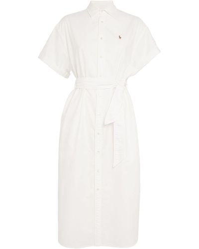 Polo Ralph Lauren Oxford Cotton Belted Shirt Dress - White