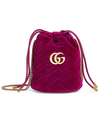 Gucci GG Marmont Mini Bucket Bag - Purple