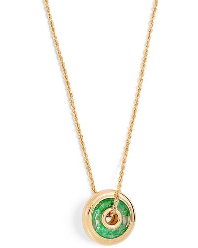 Moritz Glik Yellow Gold And Emerald Roda Pendant Necklace - Metallic