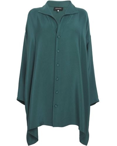 Eskandar Silk A-line Shirt - Green